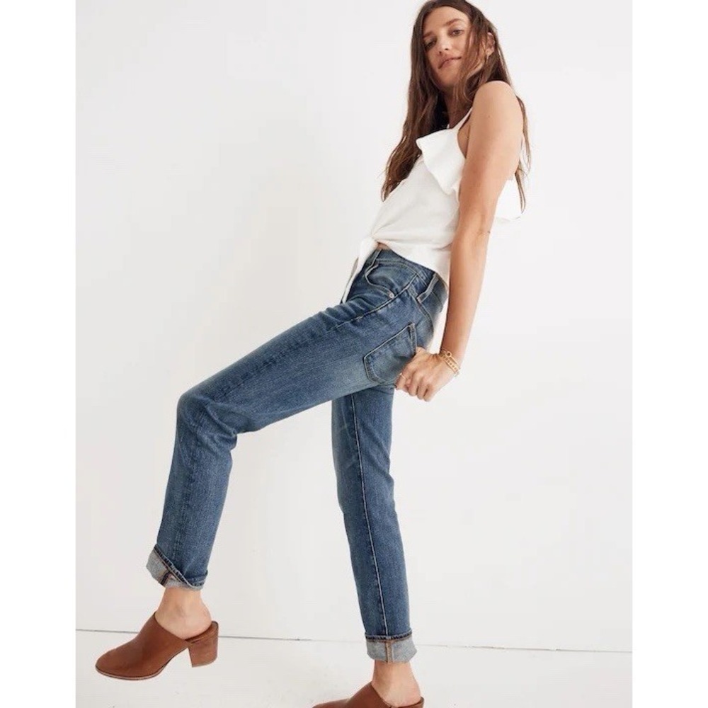 Madewell Size 24 The High-Rise Slim Boyjean Blue Frisco Wash 29" Inseam Distress